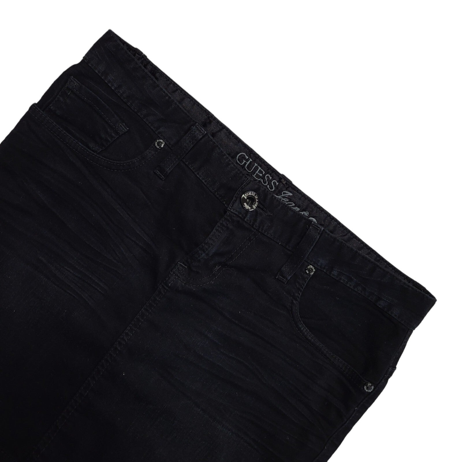 Guess Black Denim Mini Skirt Uk Women's Size 12 W30