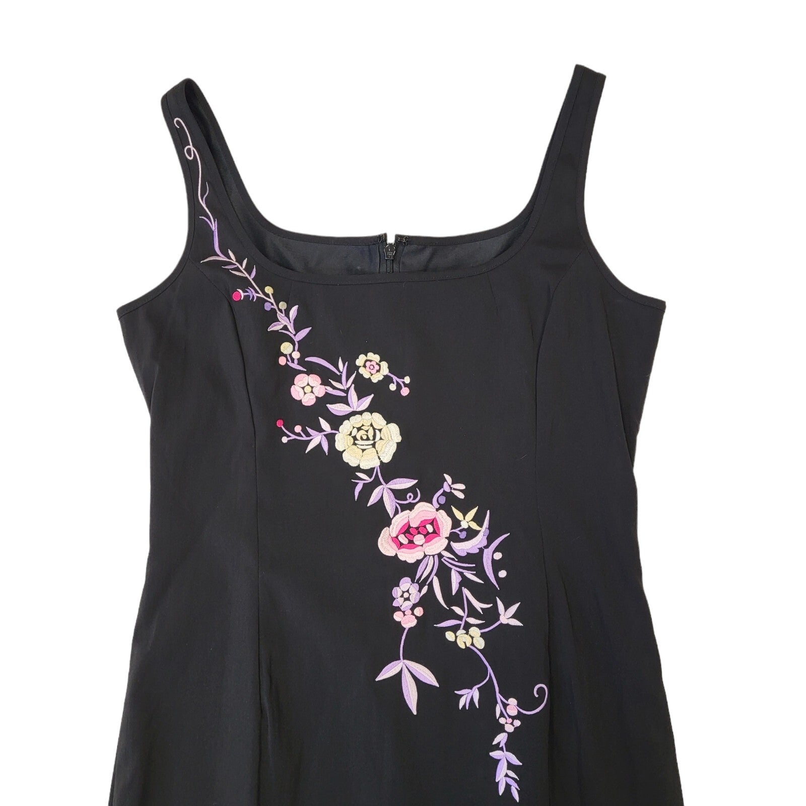 Linea Vintage 90s Black Pink Floral Dress Uk Women's Size 10