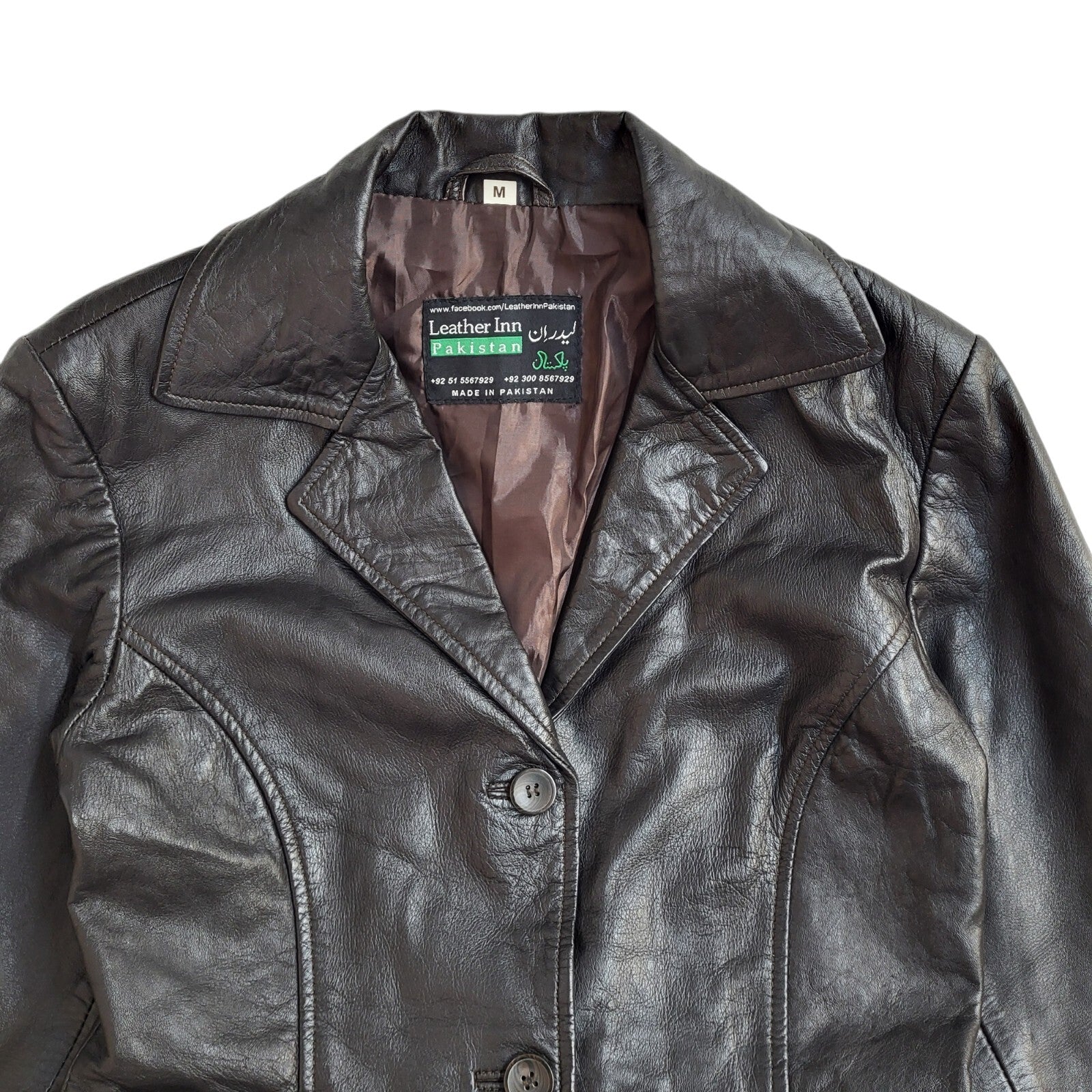 Leather Inn Vintage Y2K  Button Brown Leather Coat UK Women's Size Medium
