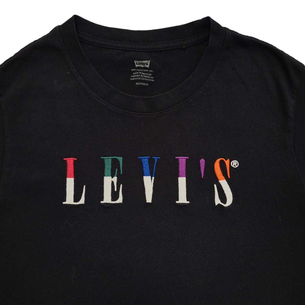 Levi's Black Vintage Y2K Black Cropped Overized T-Shirt Womens UK Size XS