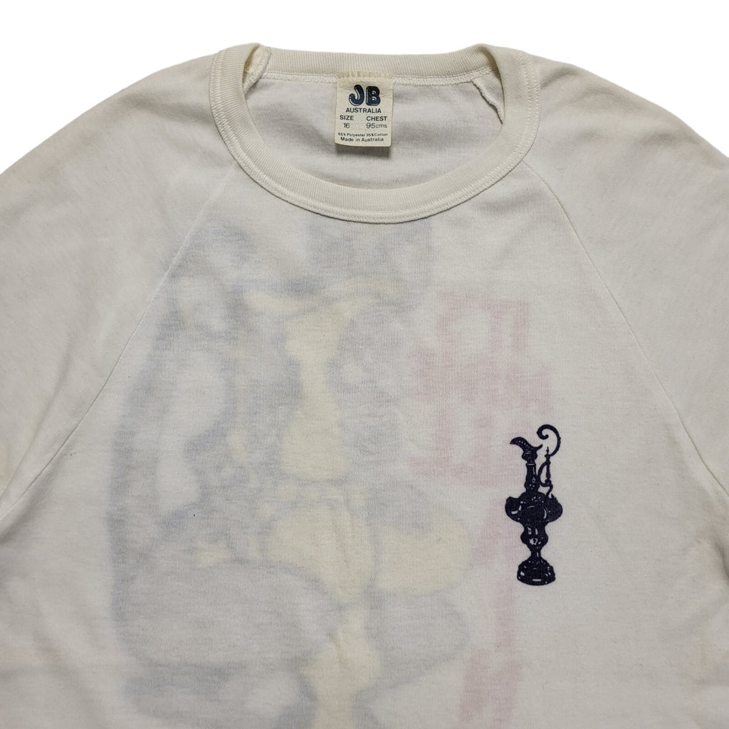 JB Australia '87 Vintage 80's White Single Stitch T-Shirt Womens UK 6 (age 16)