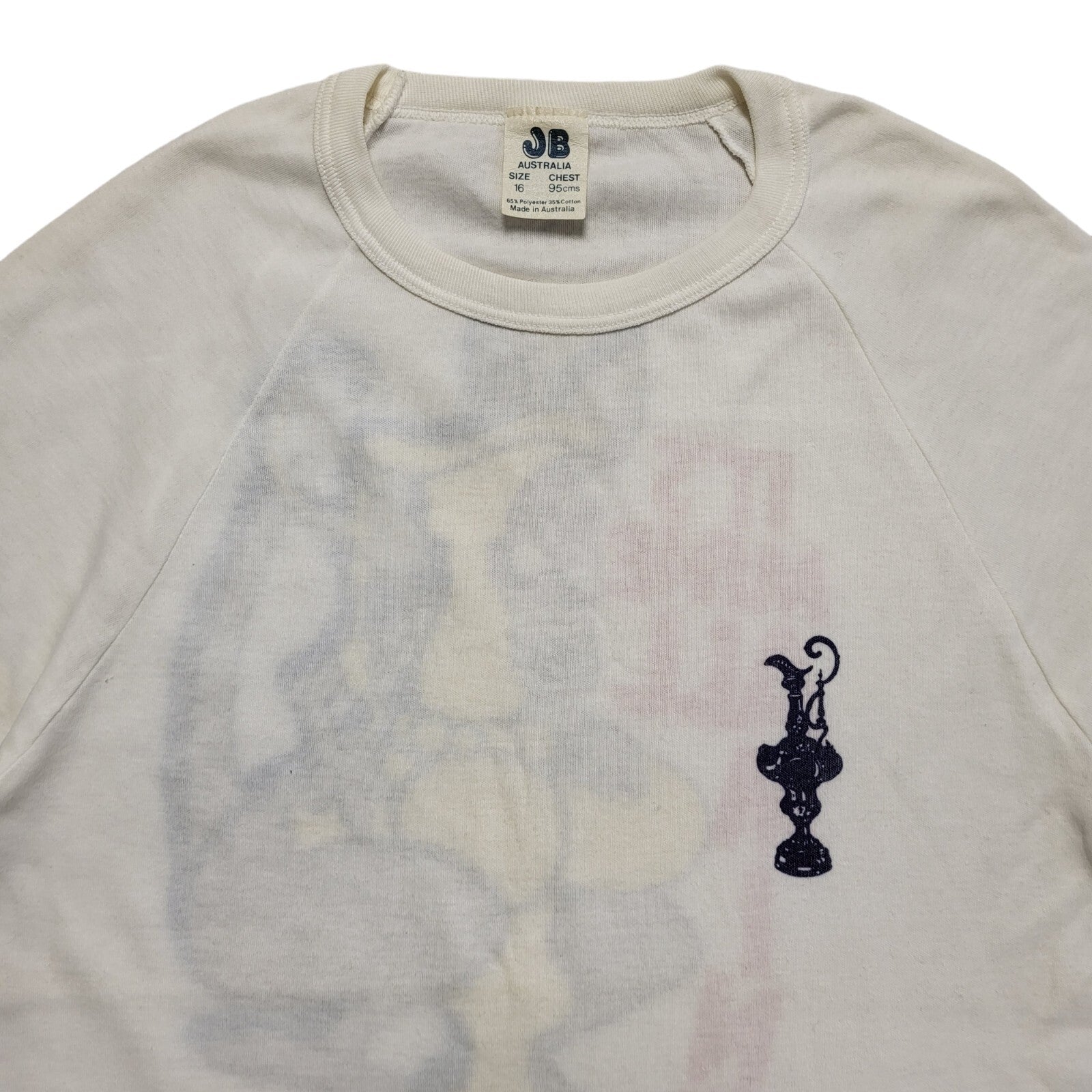 JB Australia '87 Vintage 80's White Single Stitch T-Shirt Womens UK 6 (age 16)