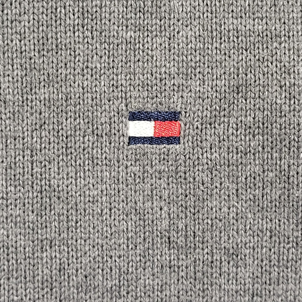 Tommy Hilfiger 90's Jumper Grey V-Neck Long Sleeve Mens UK S