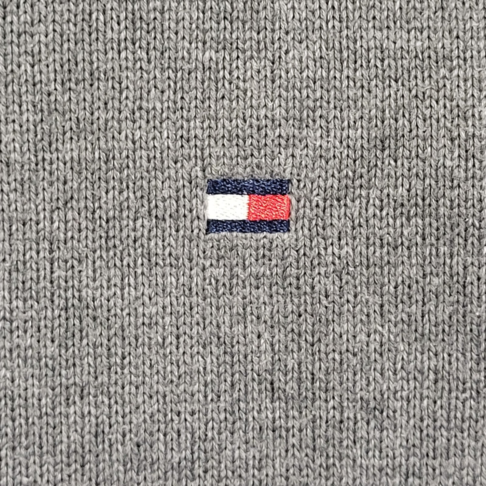 Tommy Hilfiger 90's Jumper Grey V-Neck Long Sleeve Mens UK S