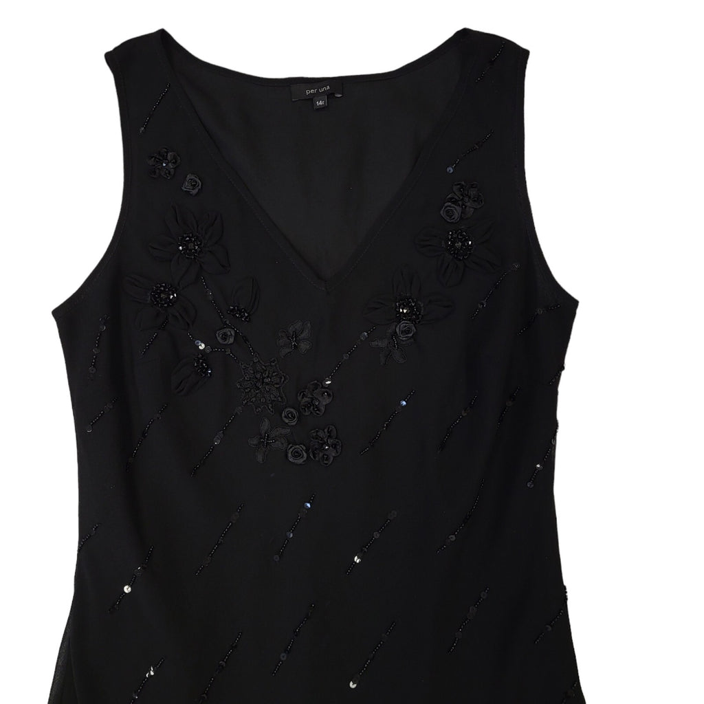 Per Una Vintage 90s Black A-Line Dress Uk Women's Size 14