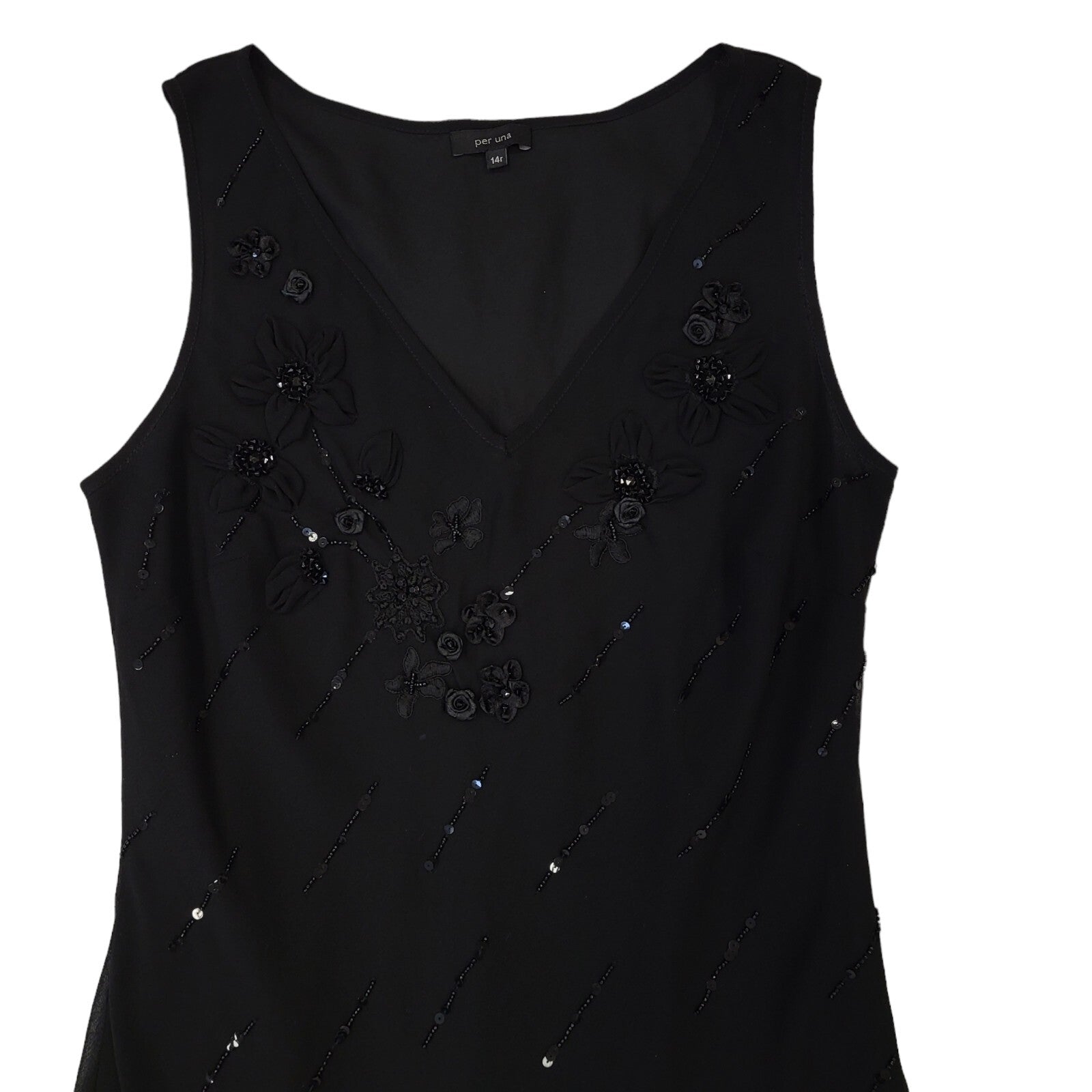 Per Una Vintage 90s Black A-Line Dress Uk Women's Size 14