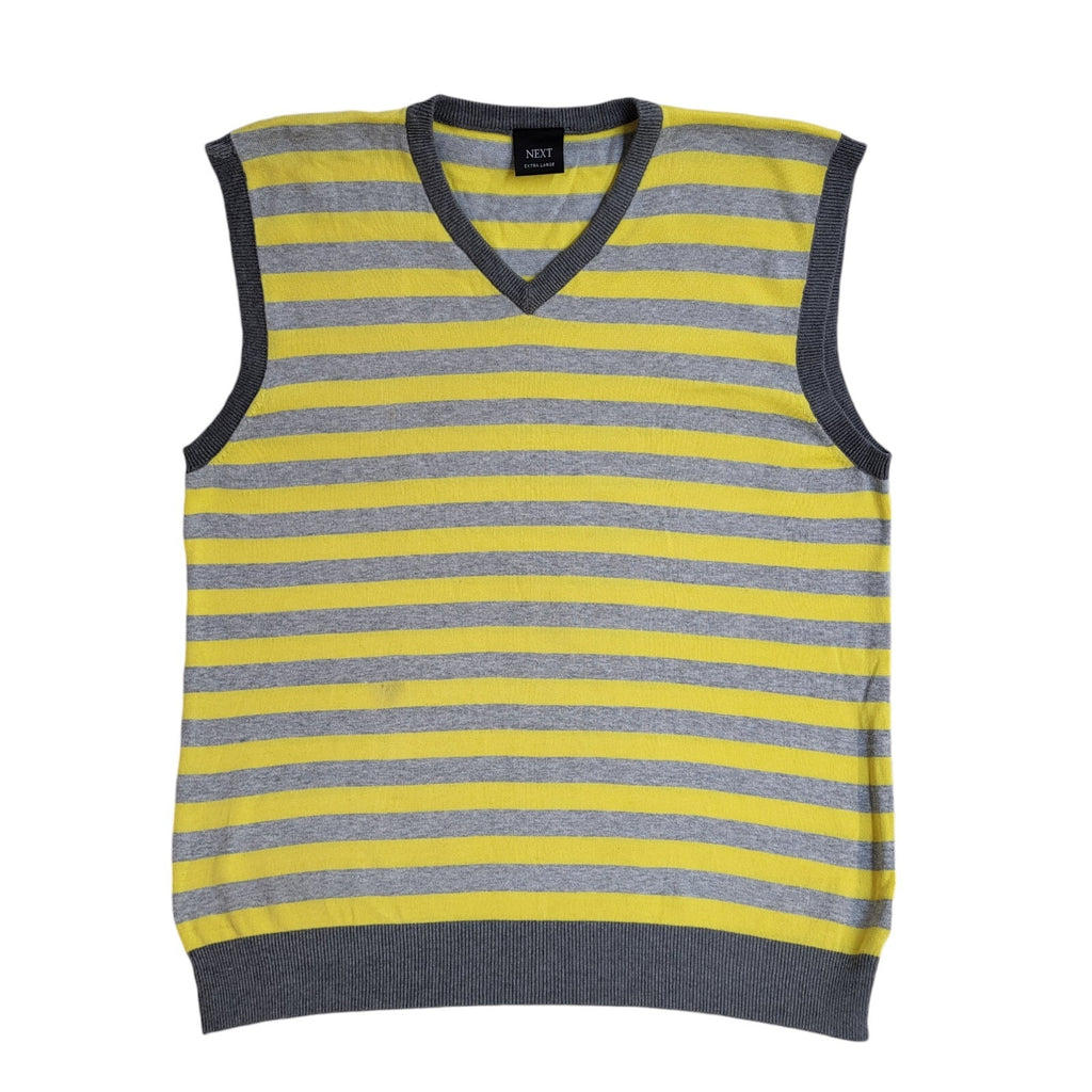 Next Yellow & Grey Striped Vintage Y2k Tank Top UK Men's Size XL