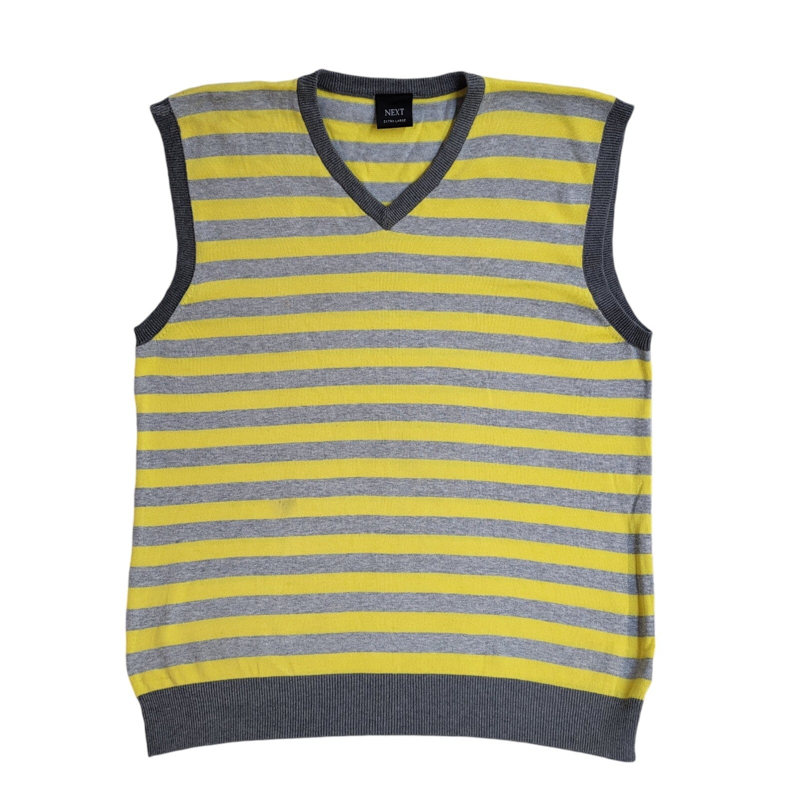 Next Yellow & Grey Striped Vintage Y2k Tank Top UK Men's Size XL