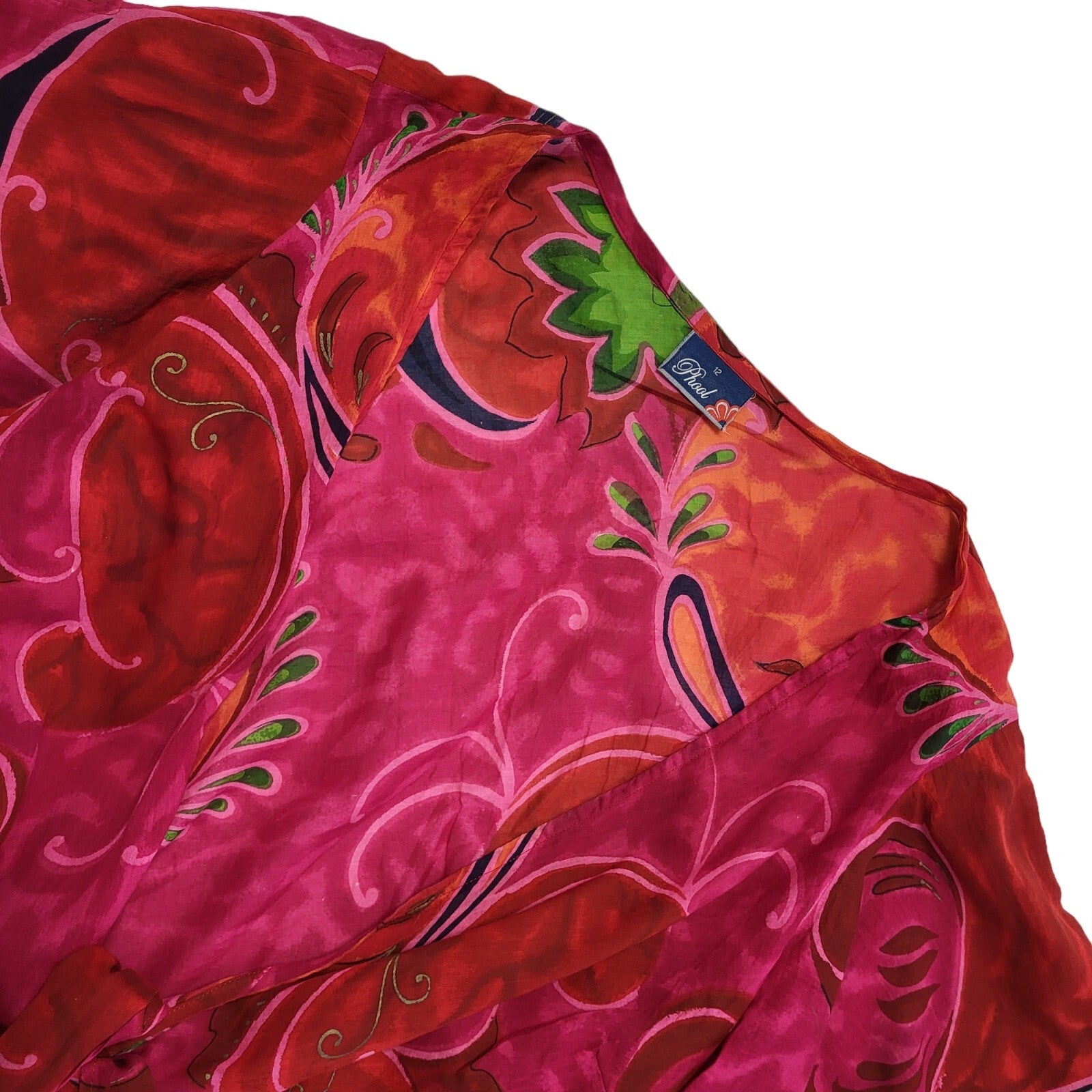 Phool Vintage 90's Red & Pink Floral Tie Front Cardigan Womens UK Size 12