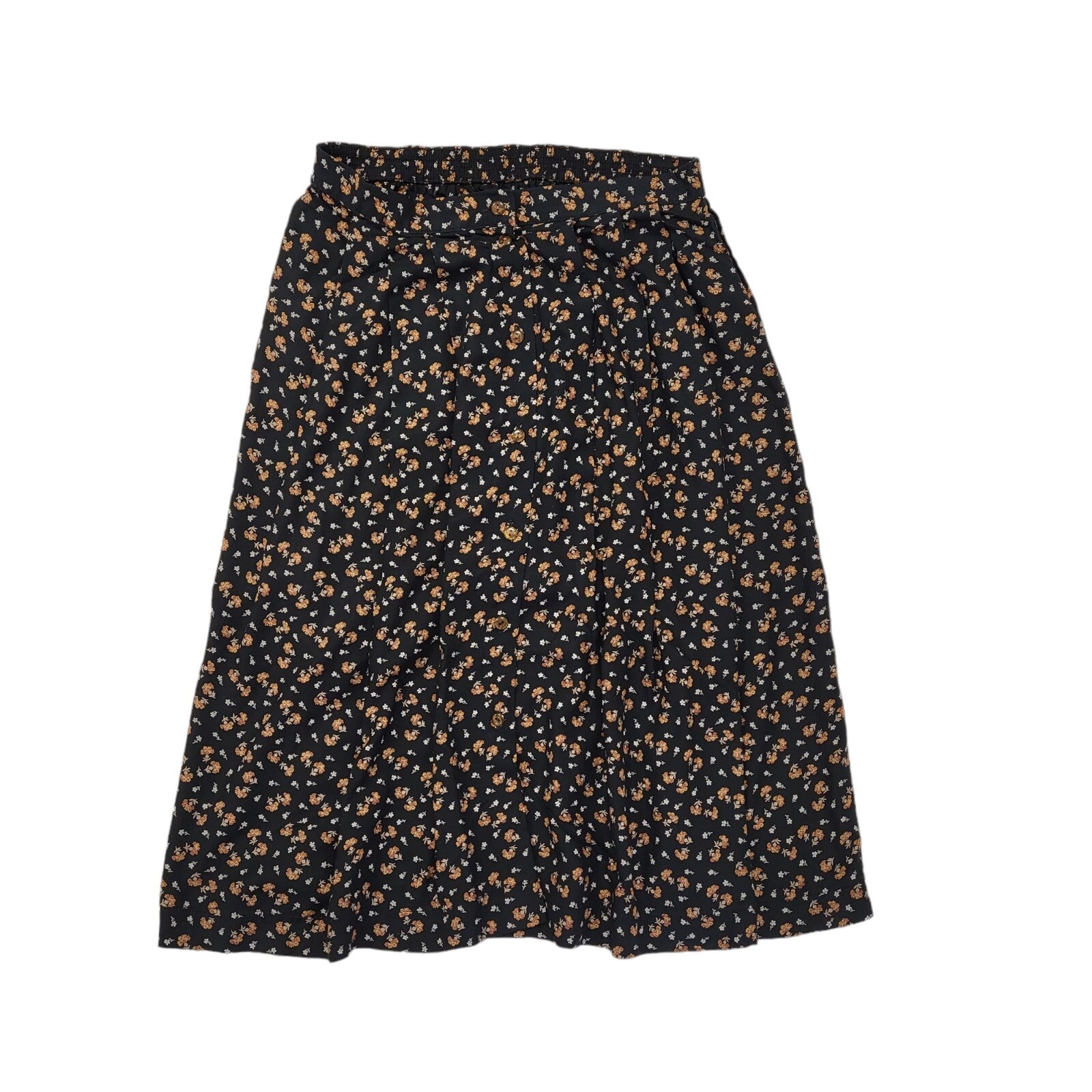 Vintage 90s Micro Floral Midi Skirt Women's Size 14 W32/34