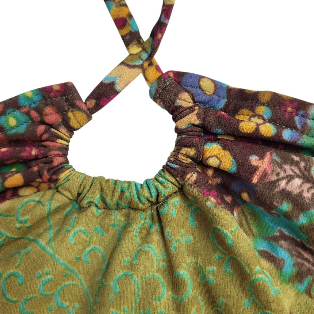 New Look Y2k Green Halter A-Line Hippie Boho Dress Uk Women's Size 12
