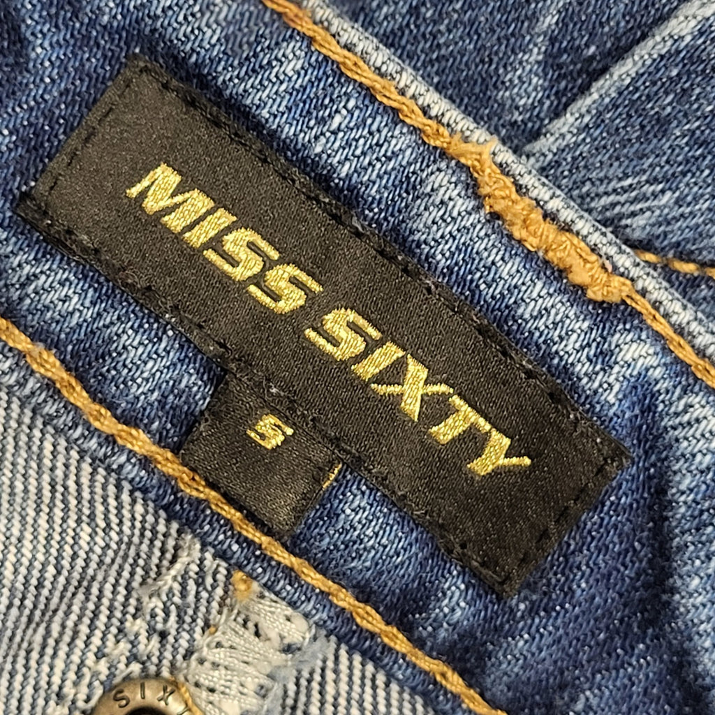 Miss Sixty Vintage Y2K   Blue Denim Straight Knee Length Skirt Womens UK S W26