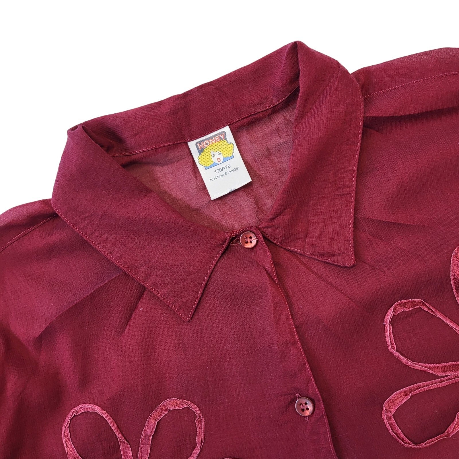 Honey 90s Vintage Red Floral Collared Button up Shirt Women's Size 18