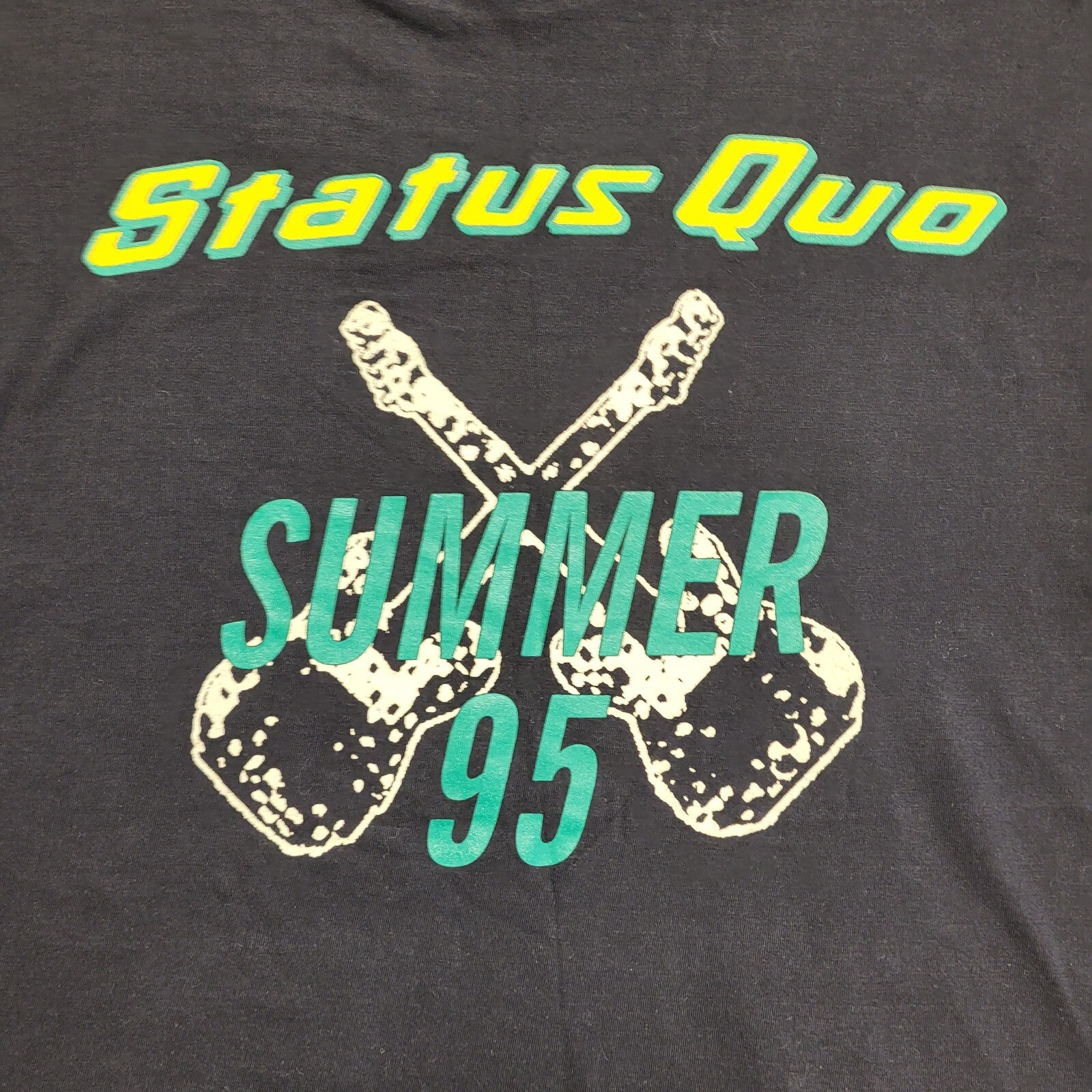 Vintage 90's Black Status Quo Summer '95 Rock Band Tour T-Shirt Mens Size XL