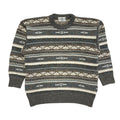 Menspunt Vintage 80s Grey Blue Geometric Crew Neck Jumper Men's UK L