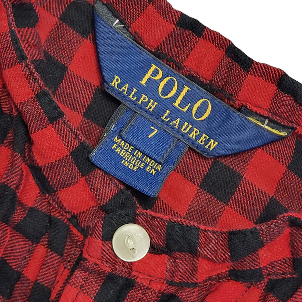 Polo Ralph Lauren Red & Black Gingham Shirt Girl's Size Age 7