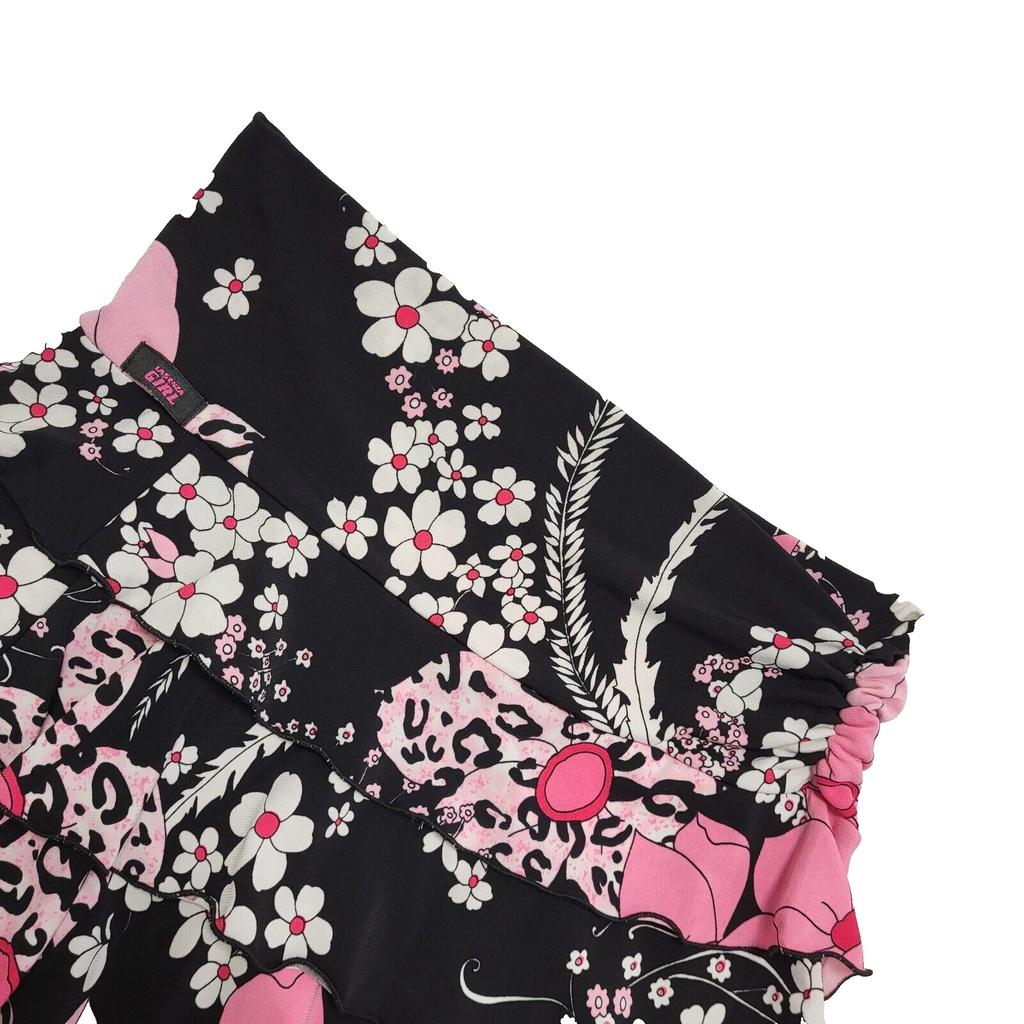 La senza Girl Vintage 90's Black & Pink Floral Mini Skirt Womens UK M W28