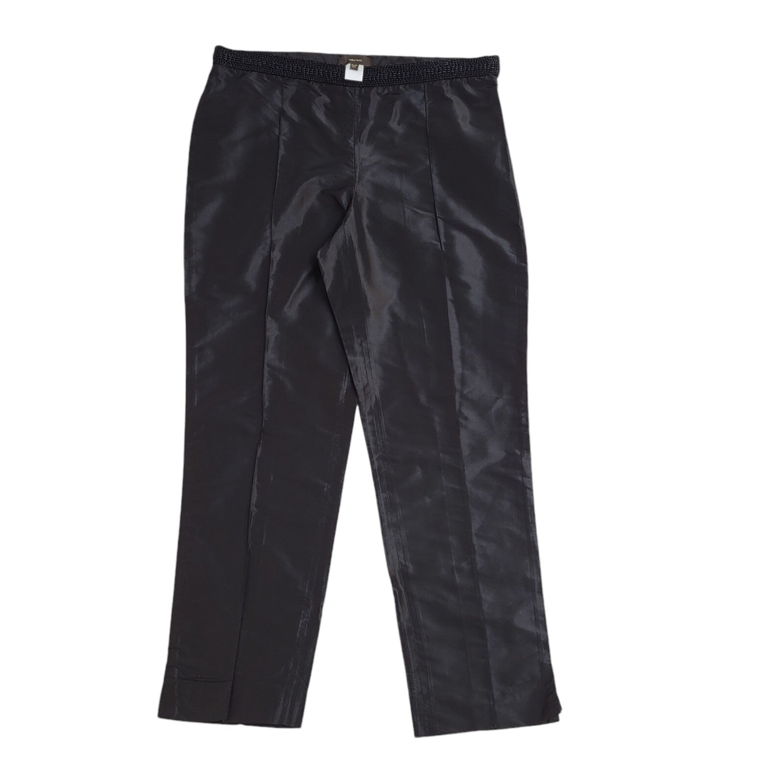 Vera Wang Vintage 90's Black Tapered Shiny Trousers UK Women's 12 W30 L26