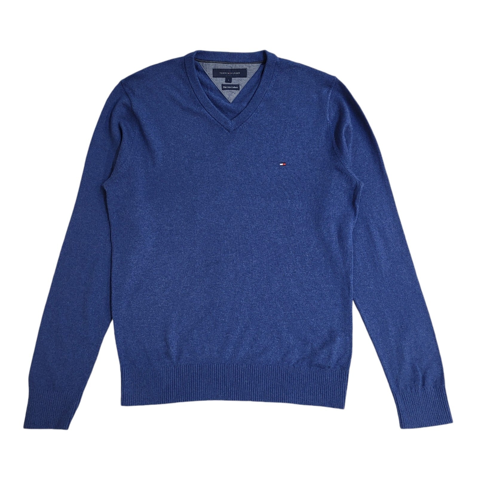 Tommy Hilfiger Y2K Blue V-Neck Long Sleeve Jumper Men's UK Size S