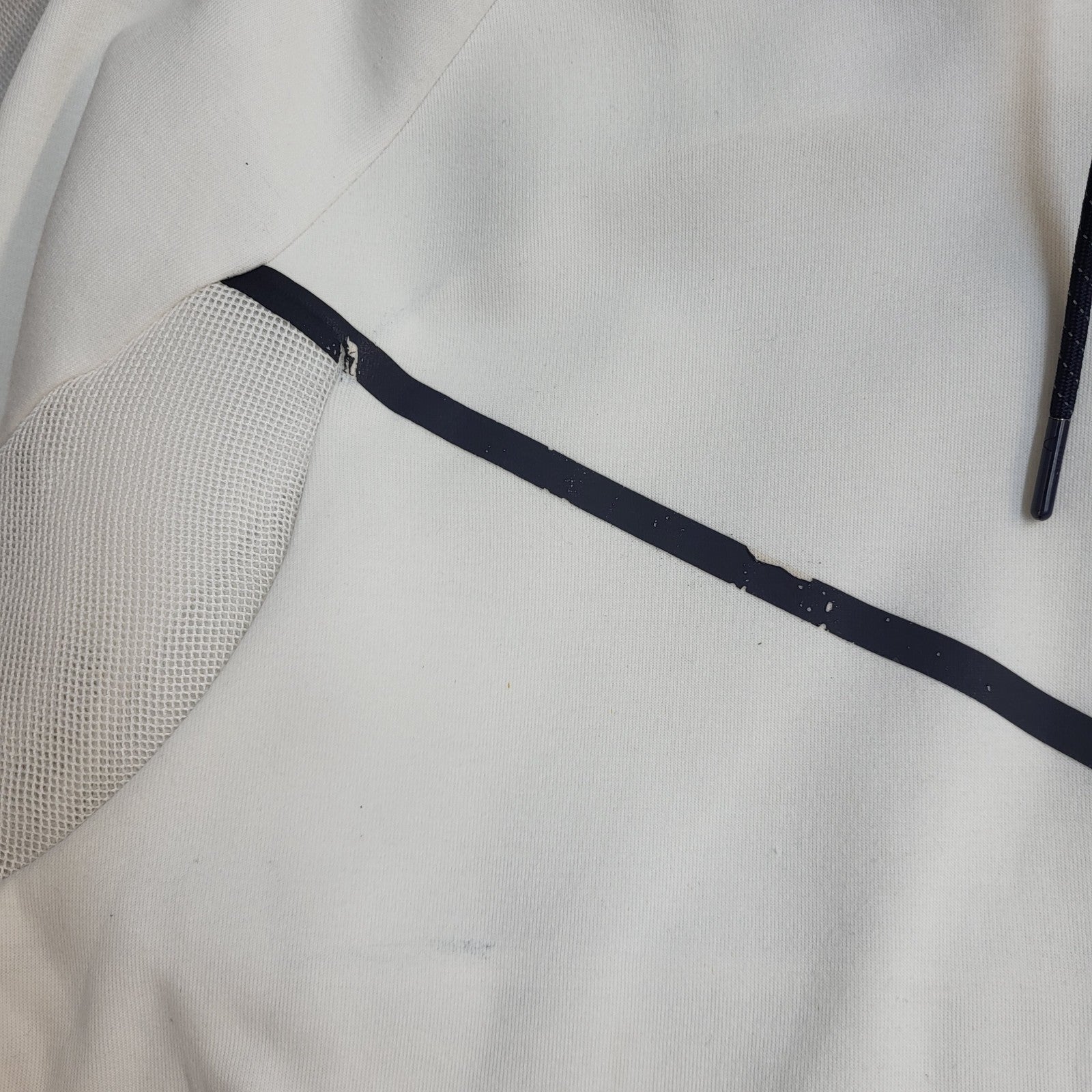 Nike White Black Y2K Full Zip Sports Mesh Underam Hoodie UK Men's Size L
