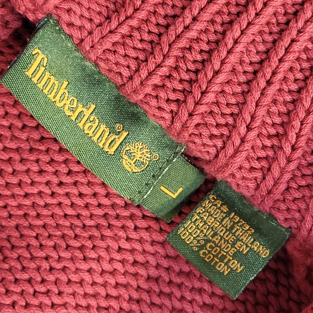 Timberland Y2K Red 1/4 Zip High Neck Long Sleeve Jumper Men's UK Size L