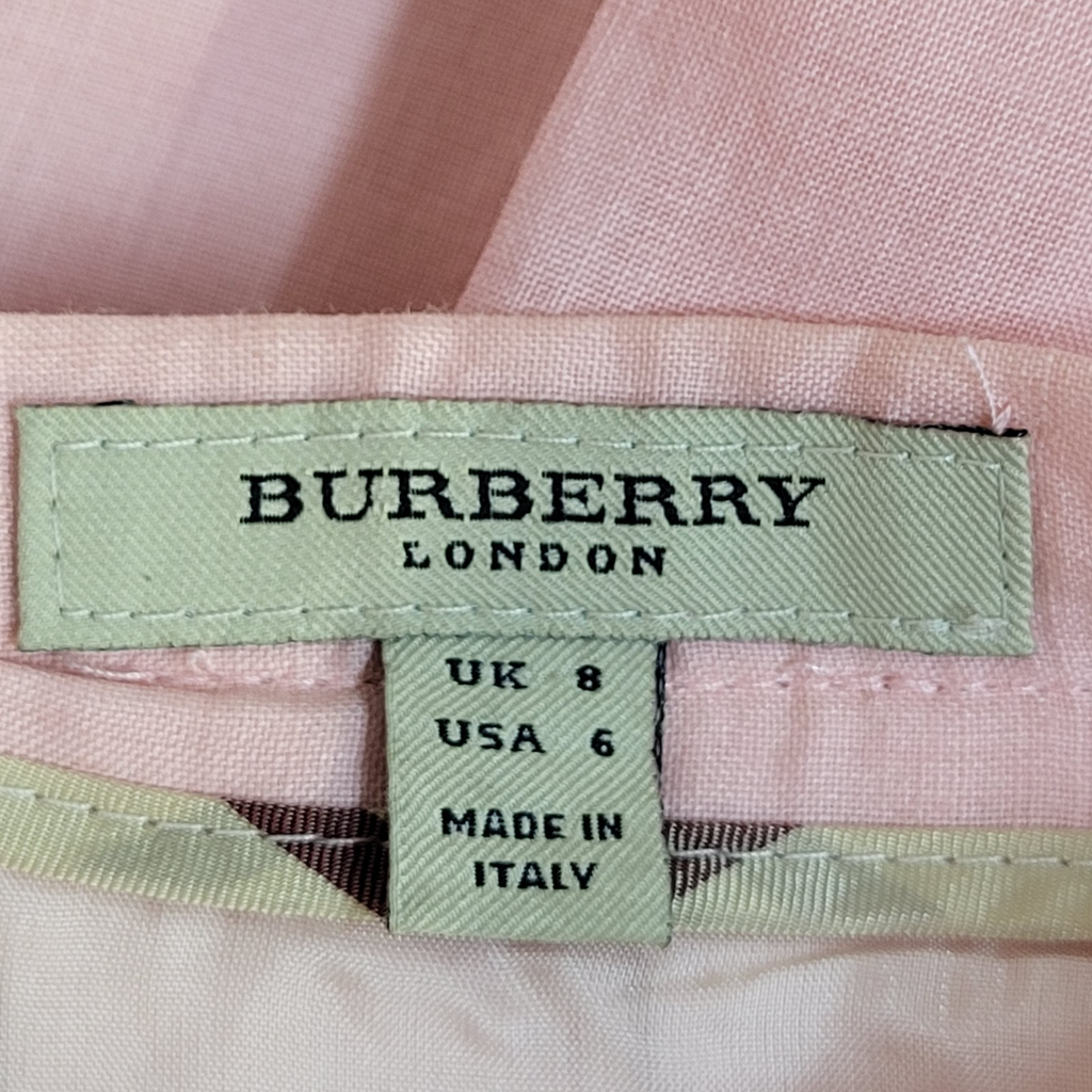 Burberry London Skirt Y2K A-Line Pink Pleated Linen Women's Uk 12 W30 (usa 8)
