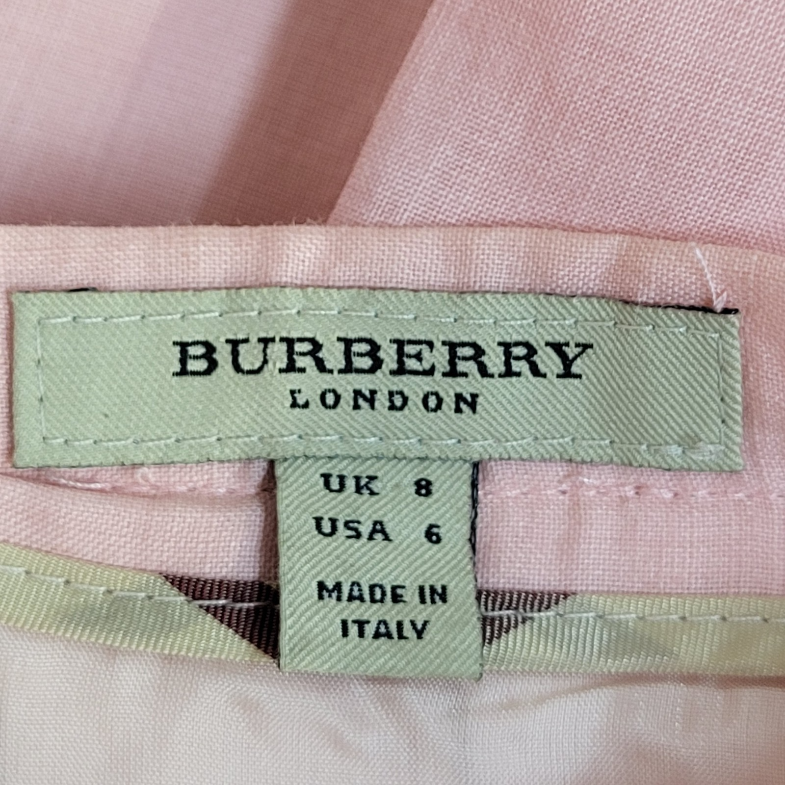 Burberry London Skirt Y2K A-Line Pink Pleated Linen Women's Uk 12 W30 (usa 8)
