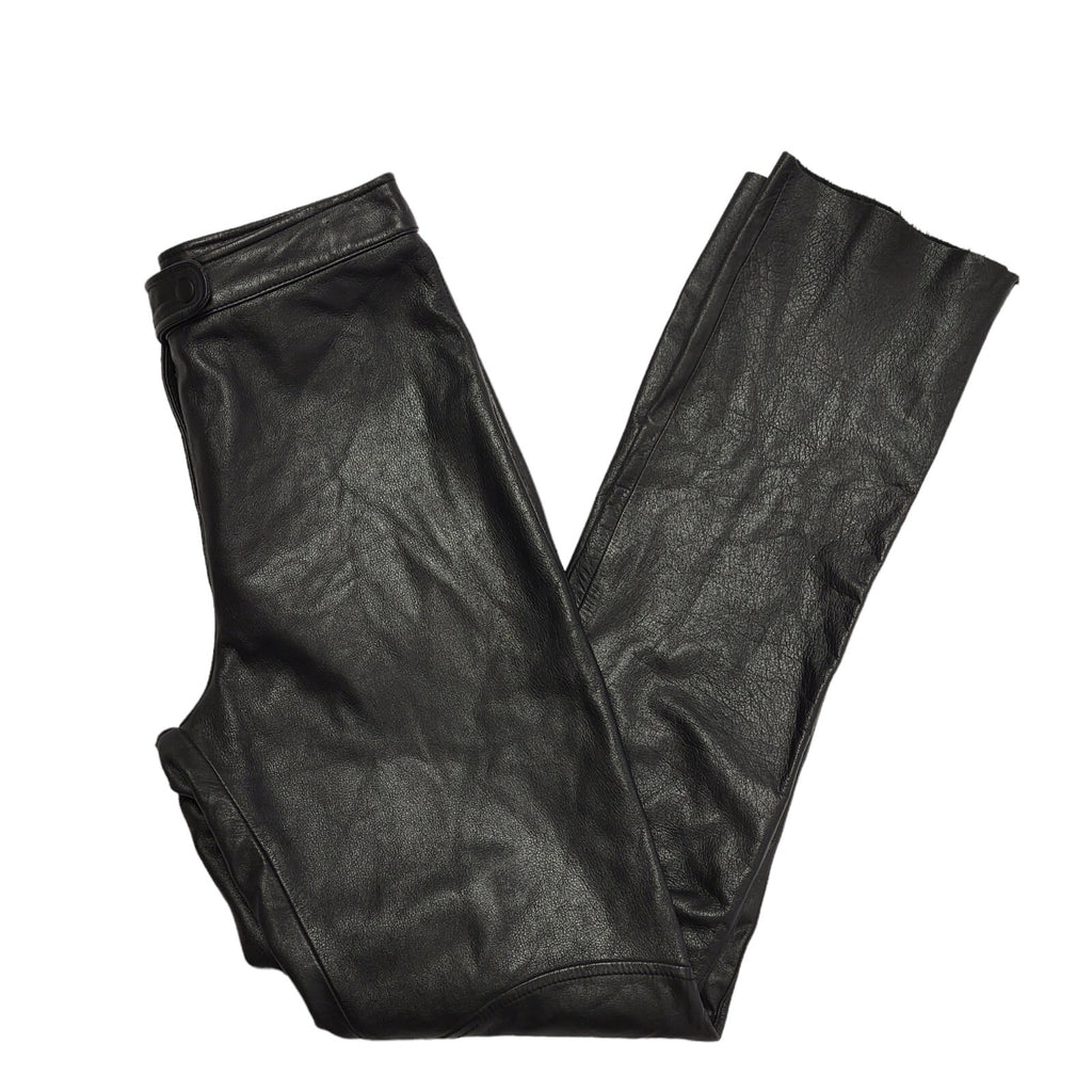 Wilsons Maxima 90s Straight Leg Black Leather Trousers Uk Women's 10 W28 L34