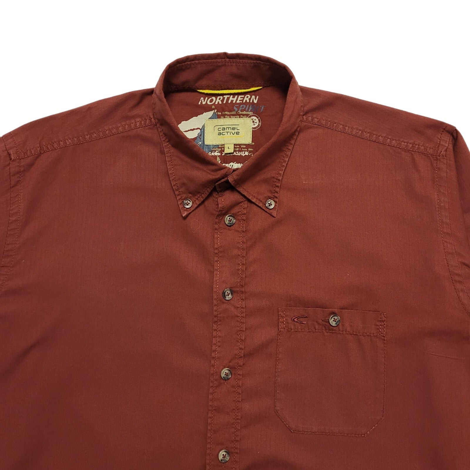 Camel Active Modern Shirt Red Long Sleeve Shirt Mens UK Size Large