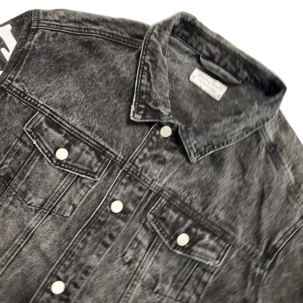 Fairwhale Washed Black Vintage 90's Button Up Denim Jacket Women's UK Size 24-26