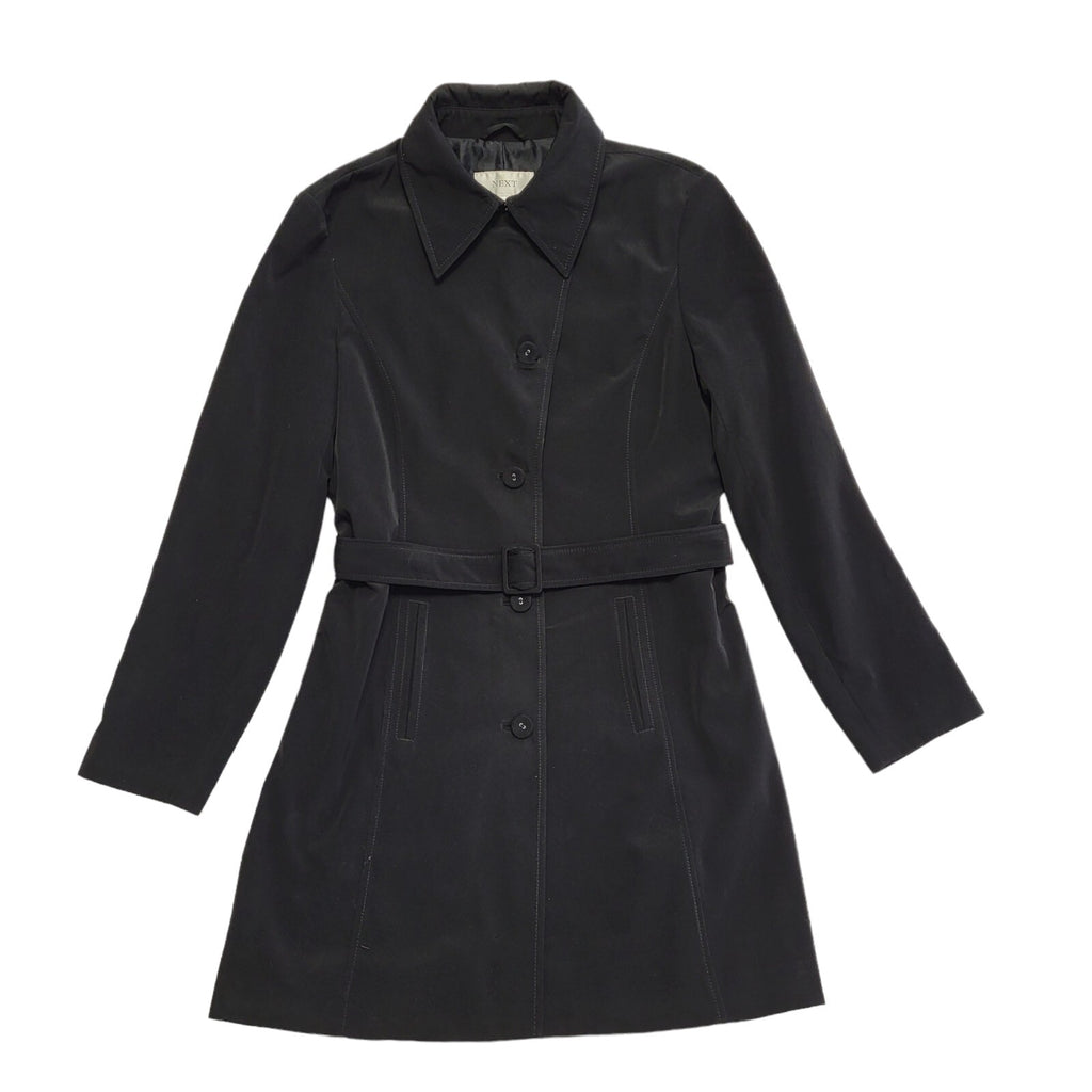 Next Black Vintage 90s k Button & Belt Rain Coat Uk Women's Size 12