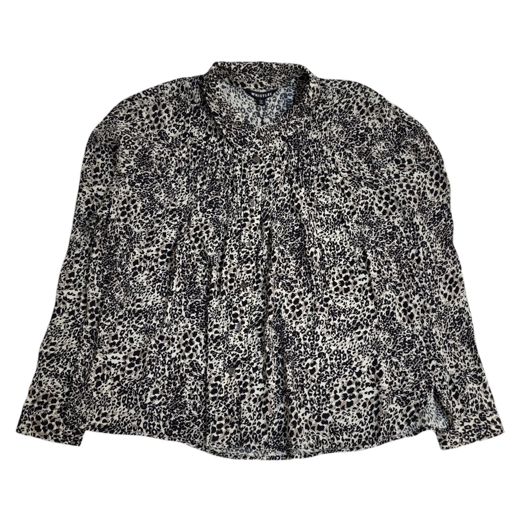 Whistles Black & Brown 90's Long Sleeve Animal Print BNWT Shirt Women's Size 16