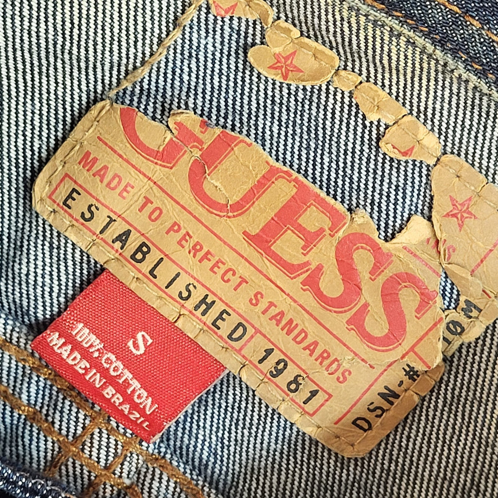 Guess Jeans Vintage Dark Blue 80s Denim Jacket Uk Women's Size Small