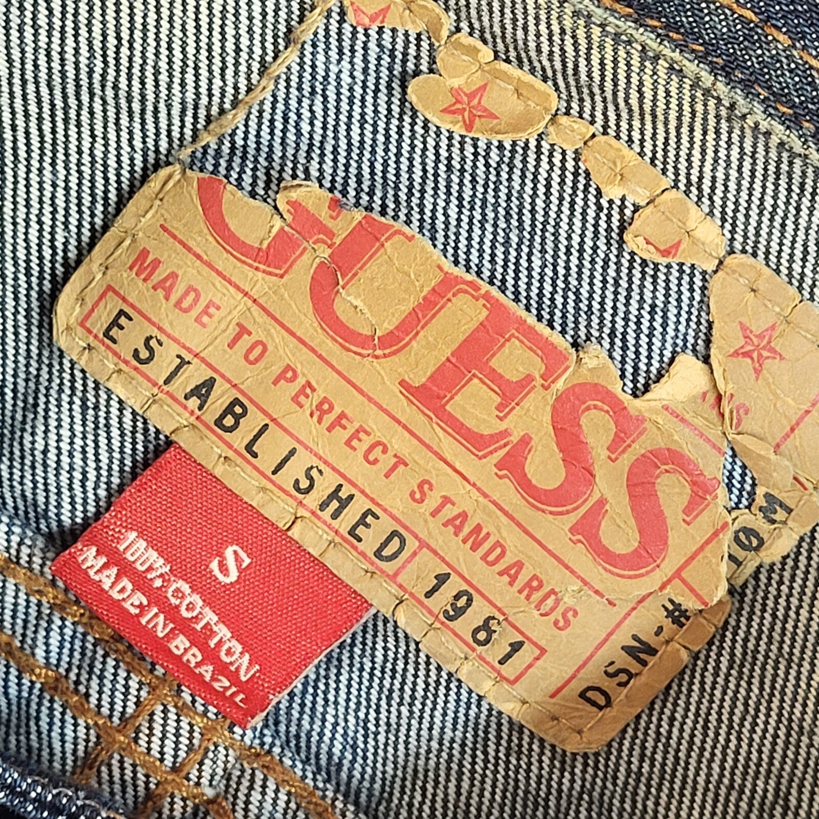 Guess Jeans Vintage Dark Blue 80s Denim Jacket Uk Women's Size Small