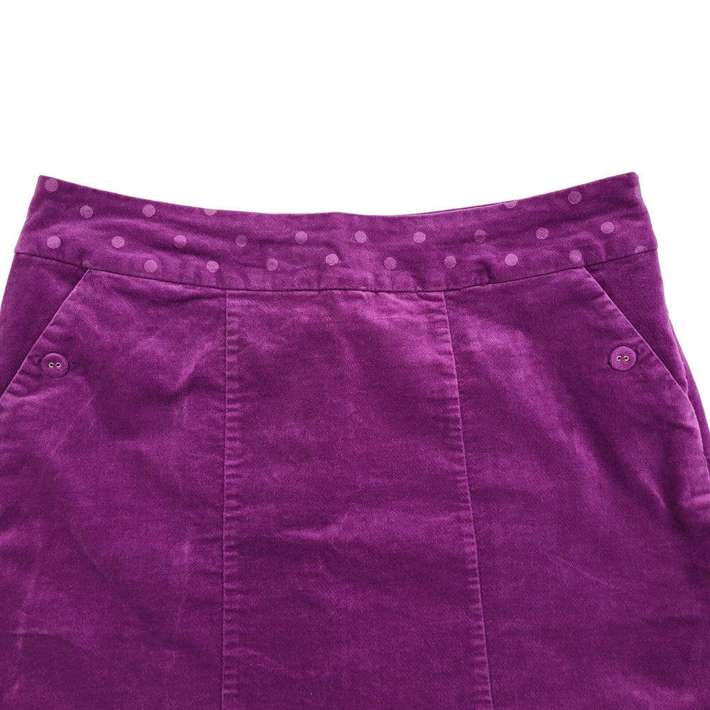 White Stuff Vintage 90's Purple Velour Spotted A-Line Skirt Womens UK 10-12 W30