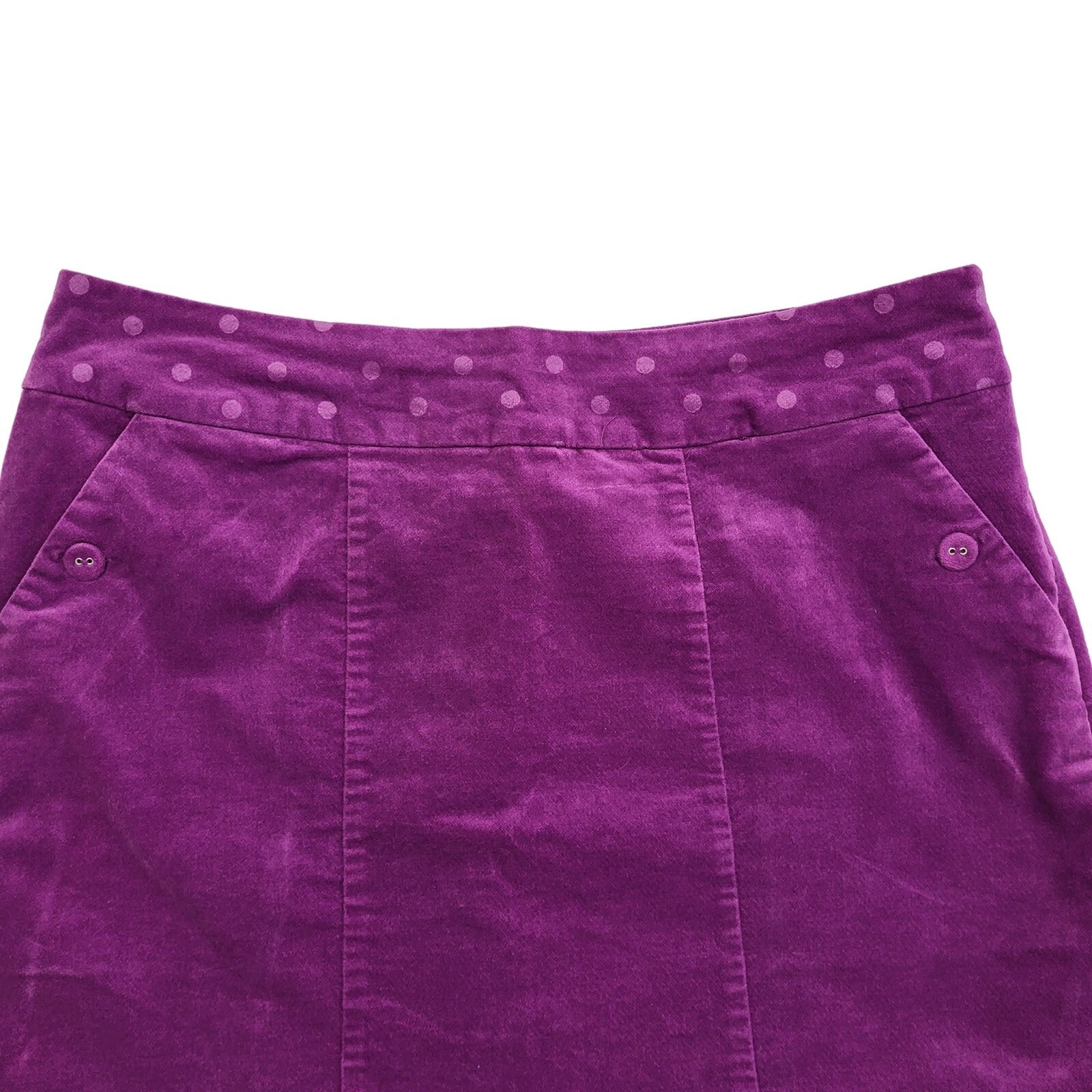 White Stuff Vintage 90's Purple Velour Spotted A-Line Skirt Womens UK 10-12 W30