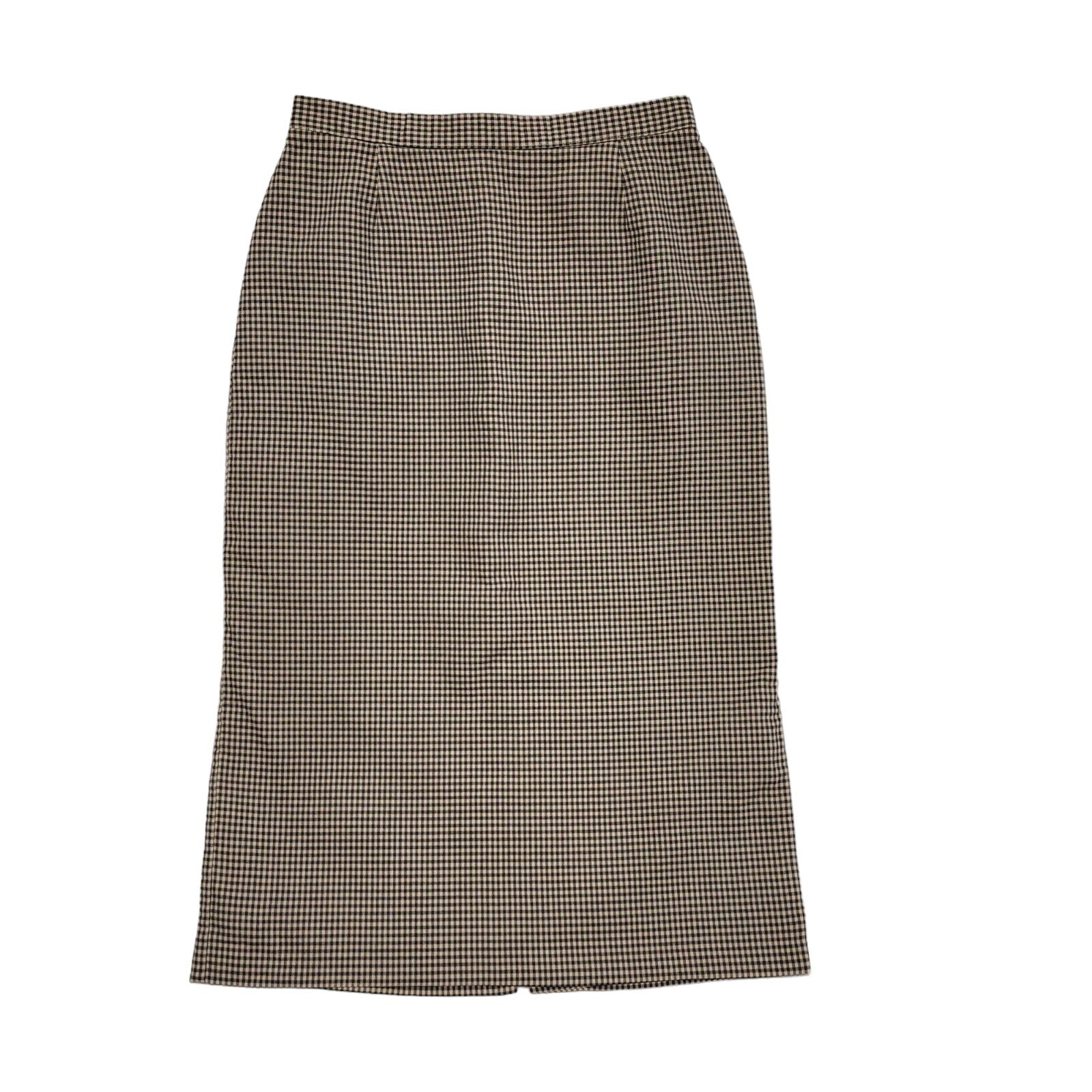 St Michael Vintage 80's Beige Check A-Line Skirt Uk Women's Size 14