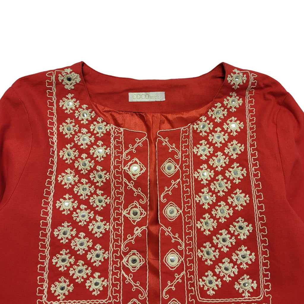 Coconut 90s Vintage Red Open Front Jacket Uk Women's Size Large
