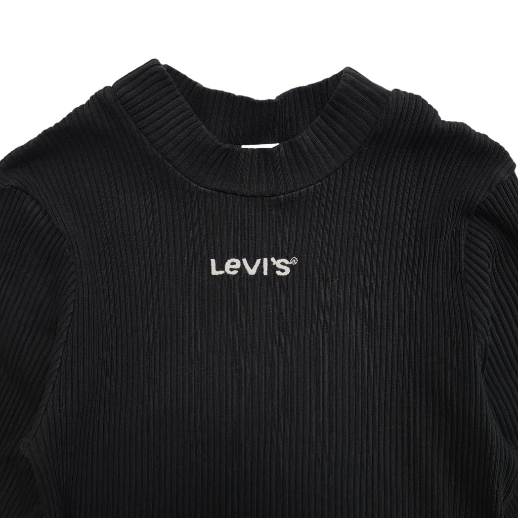 Levi's Y2K Black Round Neck Ribbed Short Sleeve Top Womens UK Size XS