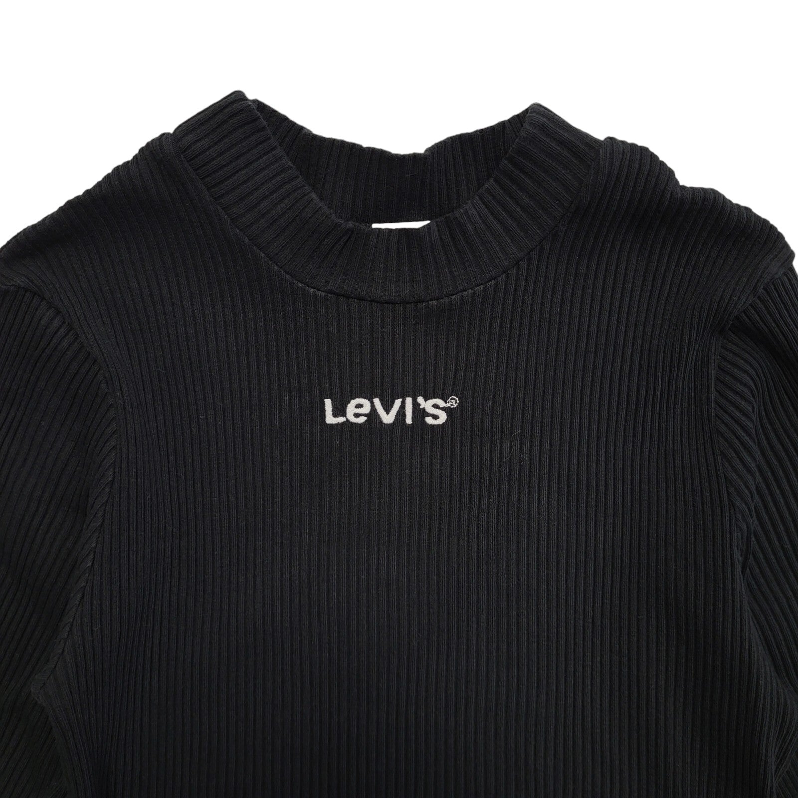 Levi's Y2K Black Round Neck Ribbed Short Sleeve Top Womens UK Size XS