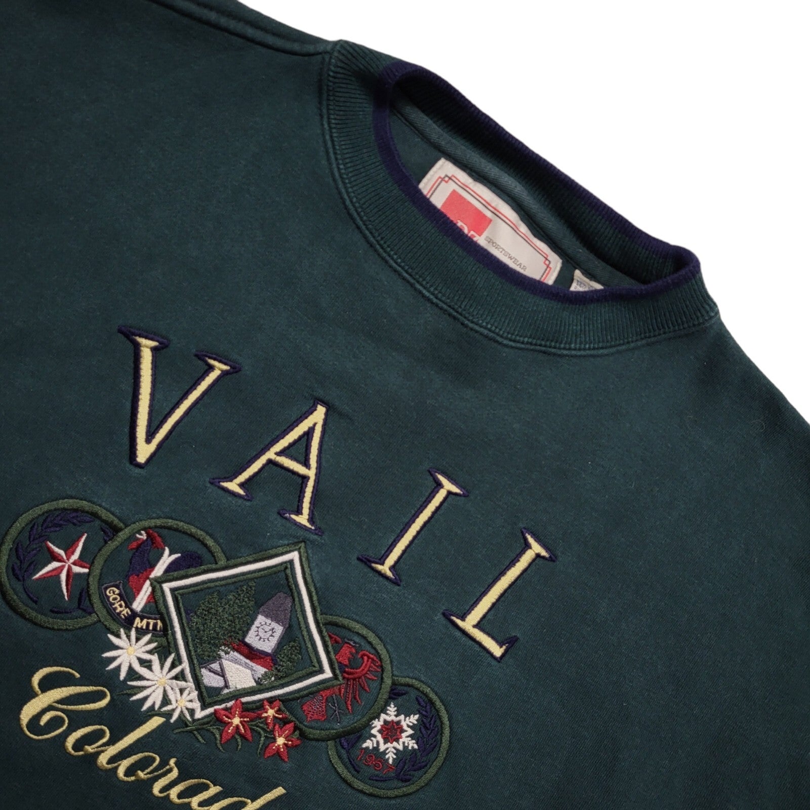 Vail 80s Vintage Green Round Neck Oversized Sweatshirt Uk Women's Size 20/22
