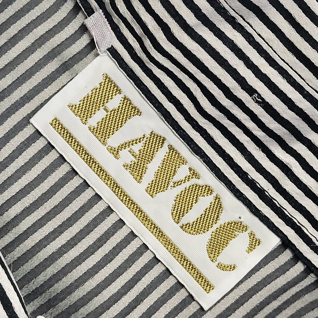 Havoc 80s Vintage Black & White Striped Button Shirt Womens UK Size 18