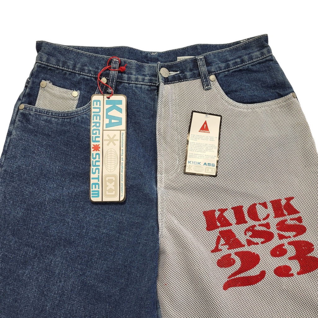 Kick Ass 23 Vintage 90's Blue Wide Leg Denim Jeans Uk Boy's Age 15 Yrs W28 L32