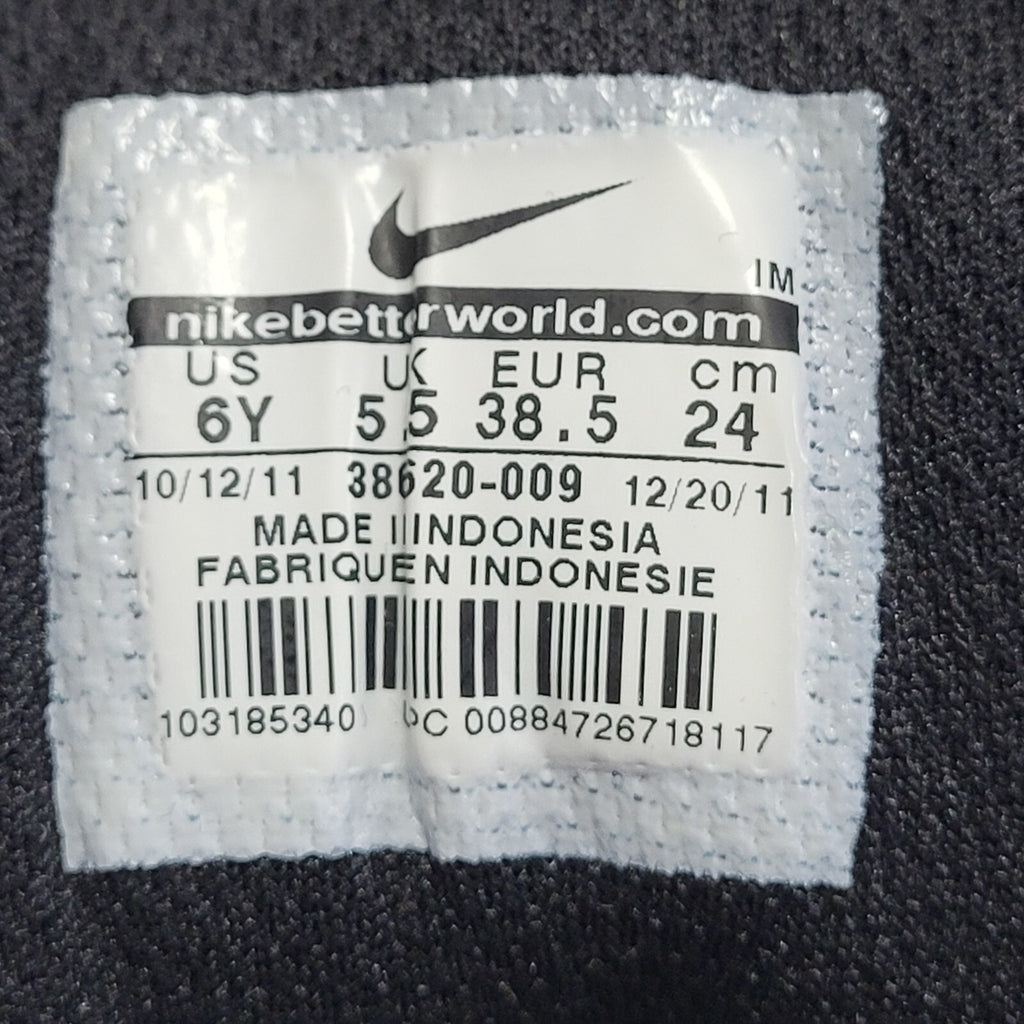 Nike Black Grey Mid Top Leather Casual Trainers Uk Kid's Size 5.5