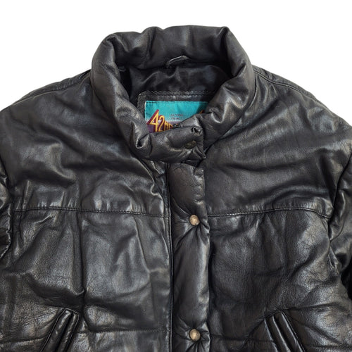 42nd Street Black 90s Leather Velvet Jacket Uk Women's Size 14