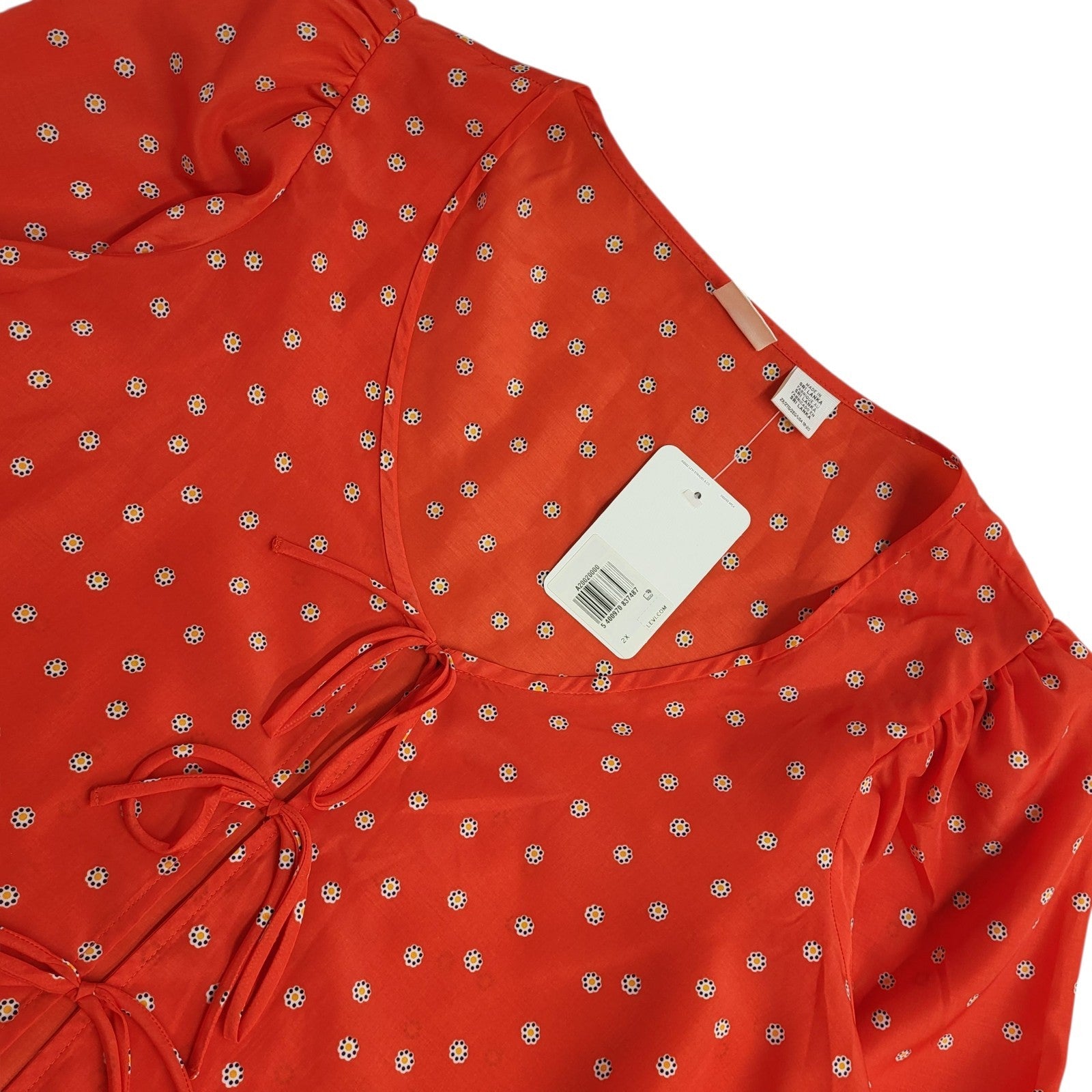 Levi's Blouse Vintage Y2K Dotted Cropped Balloon Sleeve Bnwt Women's Uk 2XL