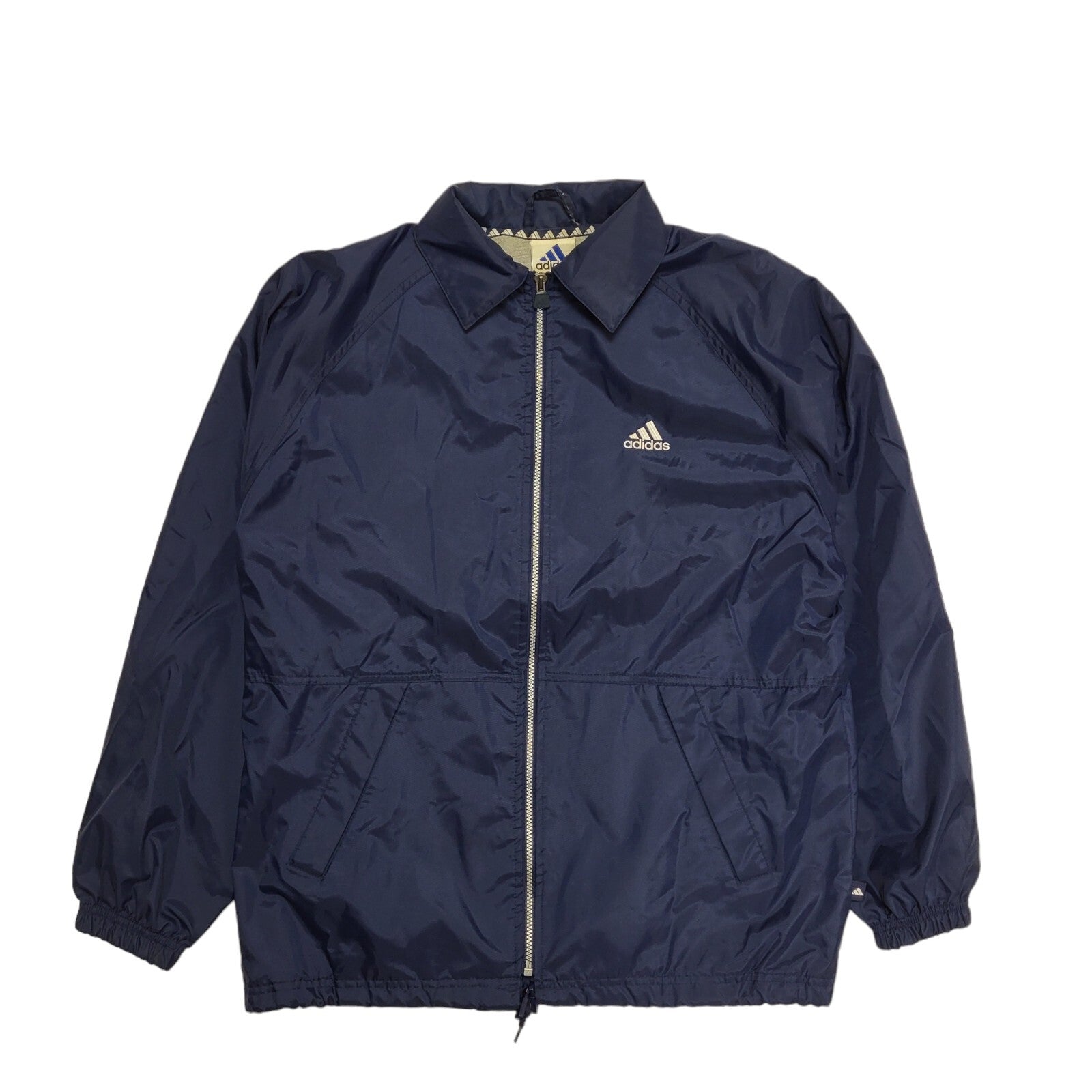 Adidas 90s Vintage Navy Blue Zip Up Jersey Lined Sports Jacket Uk Men's Size M