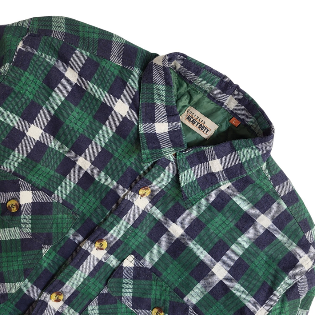 Heavy Duty Y2k Green Blue Check Long Sleeve Shirt/Jacket Uk Men's Size Large
