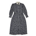 Gerard Pasquier French 80s Navy & White Floral Collared Dress Women's 14