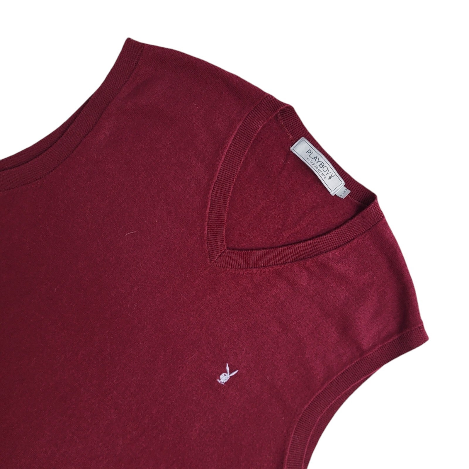 Playboy Burgundy V-Neck Sleeveless Jumper Vest Men's UK Size M
